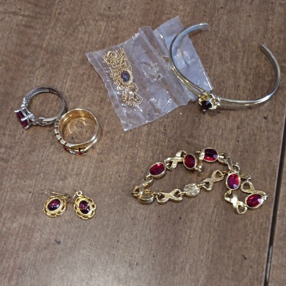 Elegant Goldtone and Redtone Jewelry Set
